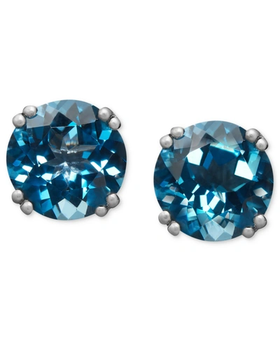 Macy's 14k White Gold Earrings, London Blue Topaz Stud Earrings (4-1/2 Ct. T.w.)