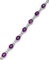 Macy's Sterling Silver Bracelet, Amethyst Oval Link Bracelet (11 Ct. T.w.)