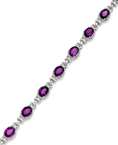 Macy's Sterling Silver Bracelet, Amethyst Oval Link Bracelet (11 Ct. T.w.)