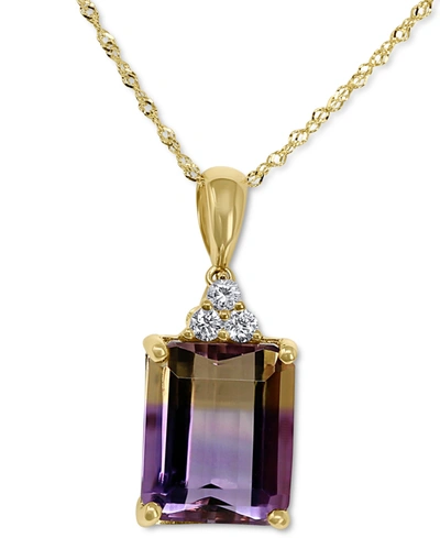 Macy's Ametrine (5-1/2 Ct. T.w.) & Diamond (1/8 Ct. T.w.) 18" Pendant Necklace In 14k Gold