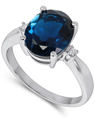 Macy's London Blue Topaz (3-3/4 Ct. T.w.) & Diamond (1/20 Ct. T.w.) Ring In 14k White Gold