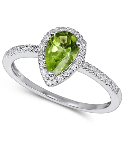 Macy's Peridot (5/8 Ct. T.w.) & Diamond (1/8 Ct. T.w.) Ring In 14k White Gold