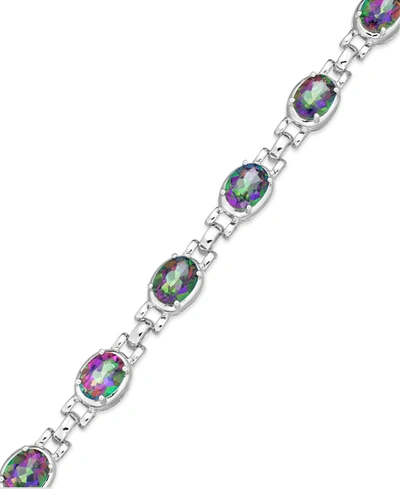 Macy's Blue Topaz (13 Ct. T.w.) Oval Link Bracelet In Sterling Silver (also In Mystic Topaz)