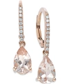 Macy's Morganite (1-1/5 Ct. T.w.) And Diamond (1/10 Ct. T.w.) Earrings In 14k Rose Gold In Rose Gold