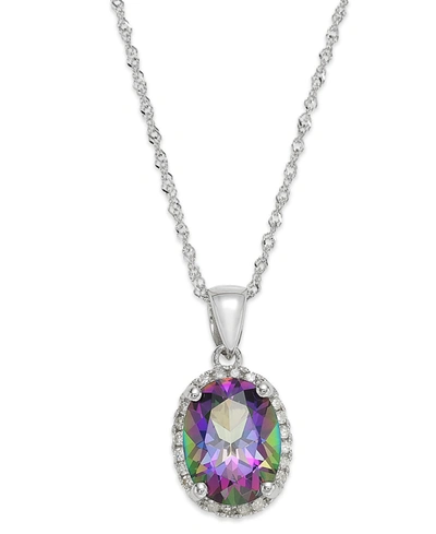 Macy's 14k White Gold Mystic Topaz (2 Ct. T.w.) And Diamond Accent Pendant Necklace