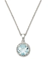 Macy's 14k White Gold Necklace, Aquamarine (1 Ct. T.w.) And Diamond Accent Pendant