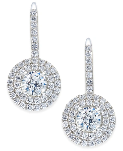 Arabella Cubic Zirconia Circle Cluster Drop Earrings In Sterling Silver, Created For Macy's