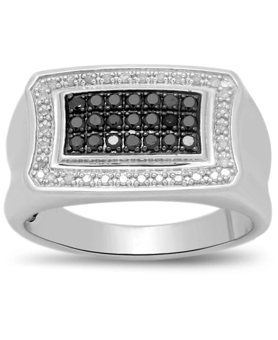 Macy's Men's Black & White Diamond Ring (1/2 Ct. T.w.) In Sterling Silver