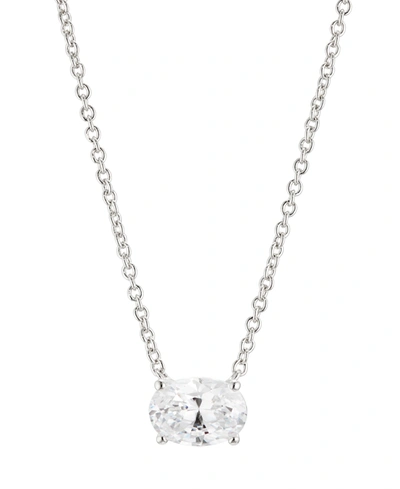 Eliot Danori Oval Cubic Zirconia Necklace, 16" + 2" Extender, Created For Macy's In Rhodium