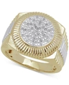 Macy's Men's Diamond Two-tone Circle Cluster Style Ring (1/10 Ct. T.w.) In 18k Gold-plate Sterling Silver ( In Gold Over Silver
