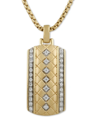 Macy's Men's Diamond Dog Tag 22" Pendant Necklace (1/3 Ct. T.w.) In 18k Gold-plated Sterling Silver In Gold Over Silver