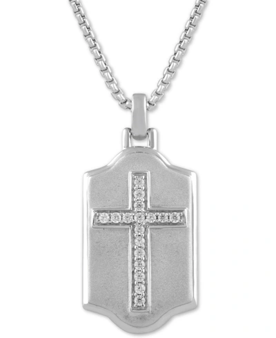 Macy's Men's Diamond Cross 22" Pendant Necklace (1/4 Ct. T.w.) In Sterling Silver