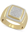 MACY'S MEN'S DIAMOND CLUSTER STYLE RING (1/10 CT. T.W.) IN 18K GOLD-PLATED STERLING SILVER