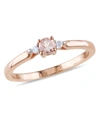 MACY'S MORGANITE (1/6 CT. T.W.) AND DIAMOND ACCENT IN ROSE GOLD PLATED SILVER RING