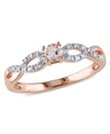 Macy's Morganite (1/6 Ct. T.w.) And Diamond (1/10 Ct. T.w.) Rose Gold Plated Silver, Infinity Ring In Pink