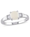 Macy's Opal (1/2 Ct. T.w.) And Diamond Accent 3 - Sterling Silver, Stone Ring In White