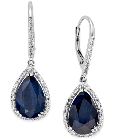 Macy's Black Sapphire (12 Ct. T.w.) And White Topaz (1/2 Ct. T.w.) Drop Earrings In Sterling Silver, Create