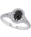 Macy's Diamond Oval Black Halo Engagement Ring (1 Ct. T.w.) In 14k White Gold In White Gold