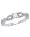 Macy's Opal (1/10 Ct. T.w.) And Diamond (1/10 Ct. T.w.) Sterling Silver, Infinity Ring In White
