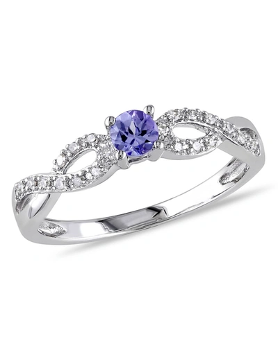 Macy's Tanzanite (1/6 Ct. T.w.) And Diamond (1/10 Ct. T.w.) Sterling Silver, Infinity Ring In White