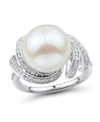 MACY'S WHITE MING PEARL (12MM) & DIAMOND (1/4 CT. T.W.) RING IN 14K WHITE GOLD
