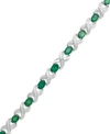 Macy's Gemstone And Diamond Accent Xo Bracelet In Sterling Silver In Emerald