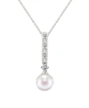 HONORA CULTURED FRESHWATER PEARL 7-7.5MM AND DIAMOND 1/5 CT. TW. PENDANT 18" NECKLACE IN 14K WHITE GOLD (AL