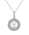 HONORA CULTURED FRESHWATER PEARL (7-7.5MM) AND DIAMOND (1/4 CT. TW.) PENDANT 18" NECKLACE.