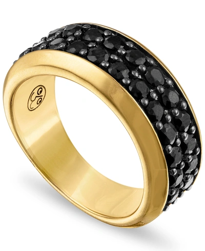 Esquire Men's Jewelry Black Sapphire Band (3 Ct. T.w.) In 14k Gold-plated Sterling Silver, Created For Macy's In Gold Over Silver