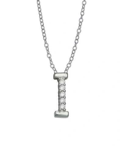 Giani Bernini Cubic Zirconia Initial Pendant Necklace In Sterling Silver In White