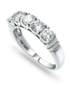 Macy's Cubic Zirconia Round 5 Stone Silver Plate Ring Or 18k Gold Plate In Clear