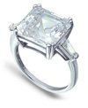 Macy's Cubic Zirconia Asscher Cut Center Stone Ring In Silver Plate In Silver