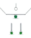 Giani Bernini Created Green Quartz Bar Pendant And Earring Set, 3 Piece In Sterling Silver/green