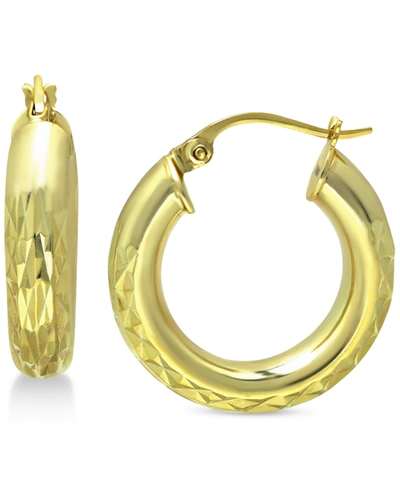 Giani Bernini Small Textured Hoop Earrings In 18k Gold-plated Sterling Silver, 1" Created For Macy's In K Gold Over Sterling Silver