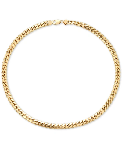 Macy's Men's Solid Cuban Link 24" Chain Necklace In 14k Gold-plated Sterling Silver In Gold Over Silver