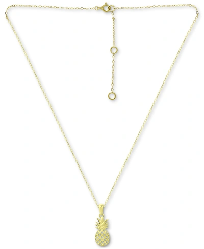 Giani Bernini Cubic Zirconia Pineapple Pendant Necklace In 18k Gold-plated Sterling Silver, 16" + 2" Extender, Cre In K Over Sterling Silver