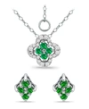 GIANI BERNINI CREATED GREEN QUARTZ AND CUBIC ZIRCONIA CLOVER PENDANT AND EARRING SET, 3 PIECE