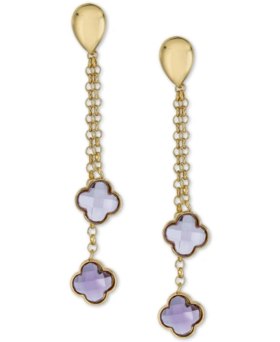 Macy's Amethyst Clover Drop Earrings (5-1/10 Ct. T.w.) In Gold Over Sterling Silver (also Available In Blue In Purple