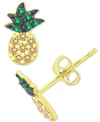 Giani Bernini Cubic Zirconia Pineapple Stud Earrings In 18k Gold-plated Sterling Silver, Created For Macy's In Green Yellow Cz