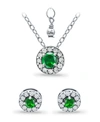 Giani Bernini Created Green Quartz And Cubic Zirconia Halo Pendant And Earring Set, 3 Piece In Sterling Silver/green