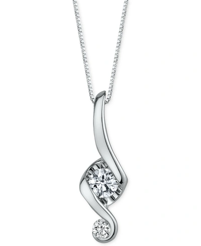Macy's Proud Mom Diamond Swirl Pendant Necklace (1/5 Ct. T.w.) In 14k White Gold