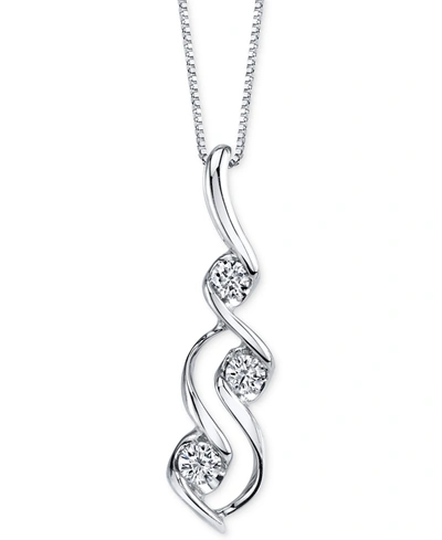Macy's Sirena Diamond Swirl Pendant Necklace (1/10 Ct. T.w.) In 14k White Gold