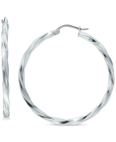 Giani Bernini Twist Hoop Earrings In Sterling Silver, 25mm, Created For Macy's