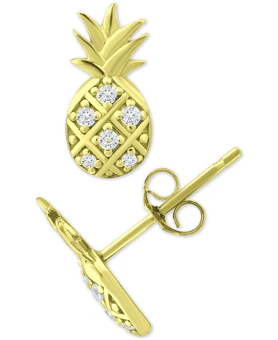 Giani Bernini Cubic Zirconia Pineapple Stud Earrings In 18k Gold-plated Sterling Silver, Created For Macy's In K Over Sterling Silver