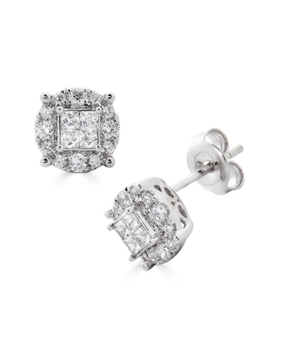 Macy's Diamond Princess Cut Quad Center Stud Earrings (1/2 Ct. T.w.) In 14k White Gold