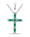 Giani Bernini Created Green Quartz And Cubic Zirconia Cross Pendant In Sterling Silver/green