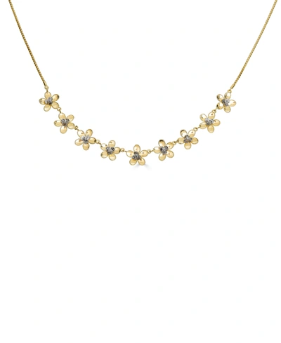 Macy's Flower Statement Necklace In Sterling Silver & 14k Gold-plate, 18" + 2" Extender In Gold Over Silver