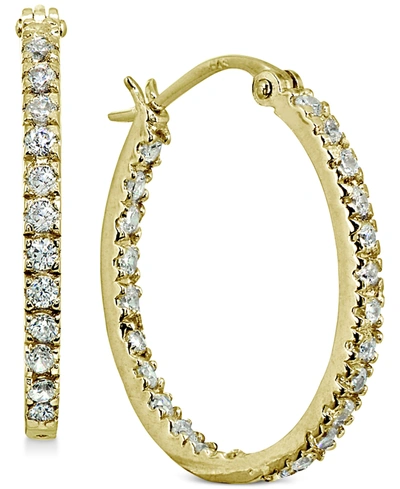 Giani Bernini Small Cubic Zirconia In & Out Oval Hoop Earrings In 18k Gold-plated Sterling Silver, 0.6", Created F In Gold Over Sterling Silver