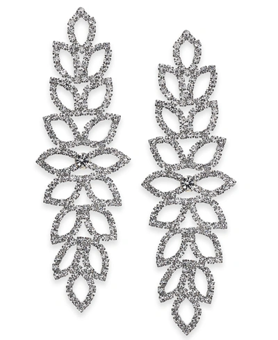 Inc International Concepts Silver-tone Rhinestone Leaf Statement Earrings, Created For Macy's