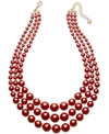 CHARTER CLUB IMITATION PEARL THREE-ROW COLLAR NECKLACE, CREATED FOR MACY'S